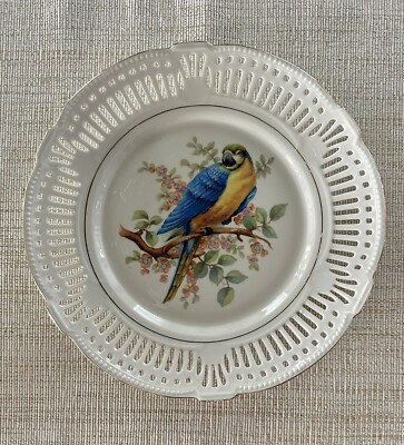 Vintage SCHWARZENHAMMER Bavaria Germany RETICULATED PARROT PLATE 9
