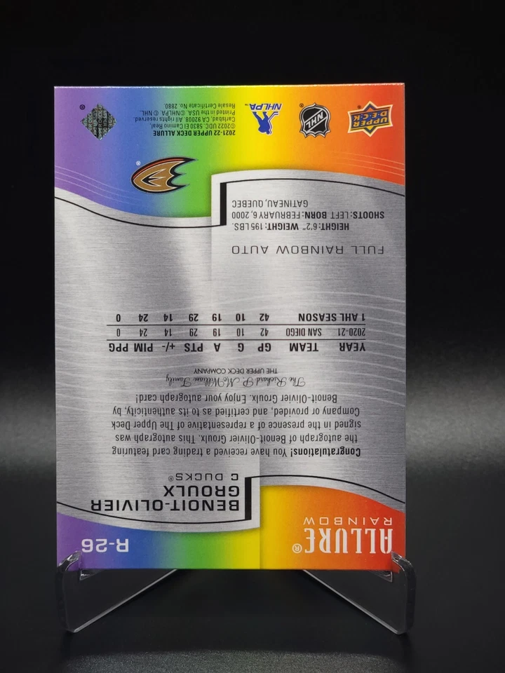 Benoit-Olivier Groulx 2021-22 Upper Deck Allure #R-26 Full Rainbow Auto Rookie - Image 4 of 4