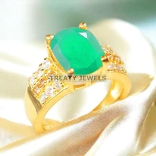 Emerald Oval Cut With 925 Sterling Silver Gold Plated Ring For Men's #A310