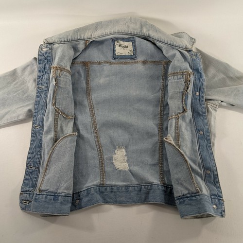 Mudd Distressed Denim Blue Jean Jacket Womens Size Medium - 第 3/9 張圖片