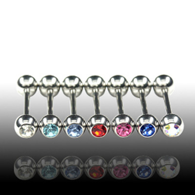 1,6mm Piercing Barbell Kugel mit Kristall Zungen Piercing Stab Stecker Stahl