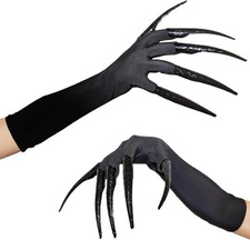 Long Finger Claw Gloves, Halloween Black Paw Gloves For Scary Vampire Witch Demo