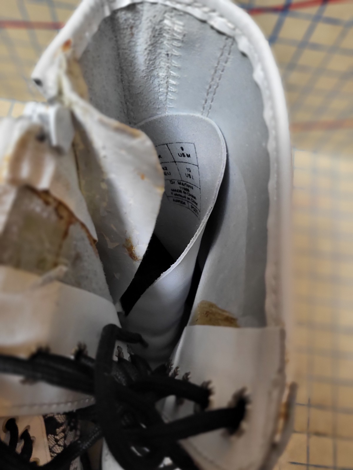 Dr. Martens 14 eye white black lace boots UK8 EU42 US10 Goth Halloween Doc thumbnail 3