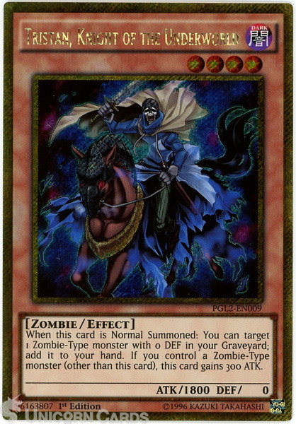PGL2-EN009 Tristan, Knight of the Underworld : Gold Secret Rare 1st Edition Mint