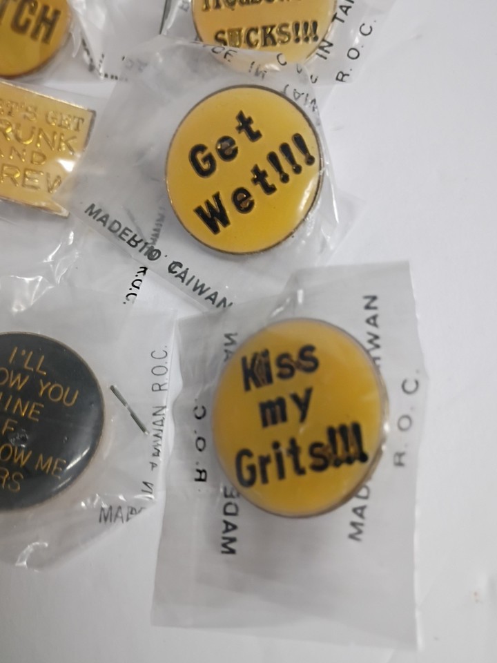 Vintage Lot of 12 Funny Rude Risqué Enamel Pins Novelty Buttons Adult ...