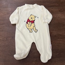 Vintage Y2K Disney Pooh 3 Month Fleece Sleeper Yellow Zipper 0-3 Months