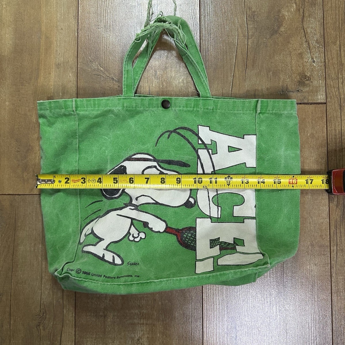 ビンテージスヌーピー トートバッグ グリーン テニス 1960s 1970s Vintage Peanuts Snoopy Canvas Tote Bag Tennis Ace
