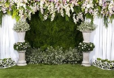 Flowers Wedding Backdrop 10x8ft Greenery Wedding Party Backdrop Stone Planter