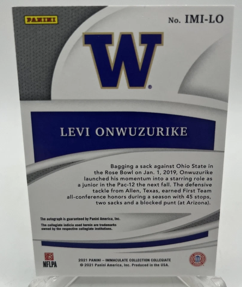 2021 Immaculate Collegiate Levi Onwuzurike Auto /10 - Image 2 of 2
