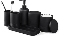 6-Piece Bathroom Accessories Set, Organizer Set with Soap Dispenser, Toothbrush 