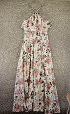 Lovely Day Dress Womens Sz Large Lined Zipper Crisscross Strap Floral