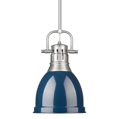 Golden Lighting 3604-S PW Duncan 9"W Mini Pendant - Pewter / Matte Navy - Picture 1 of 5