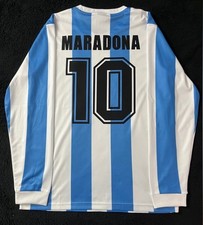 Maradona #10 1986 Longsleeve Argentina Home Jersey Small Fit Soccer Retro