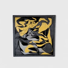 Vintage MCM Oil, Geometric Abstract painting 1964