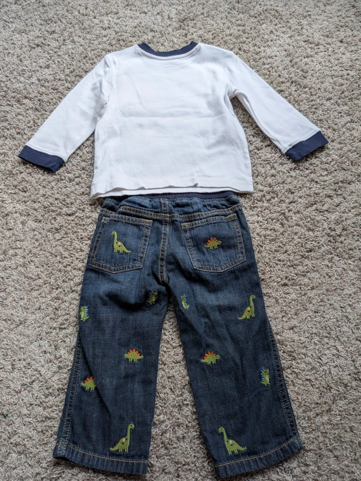 Conjunto Camisa Jeans Gymboree Dino Dude 18-24 Meses Dinosaurio Bordado Foto 4 de 4