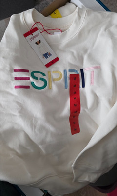 ESPRIT NWT Women's Logo 80's Crewneck Viral - Cream White  Pick  XS S M L XL