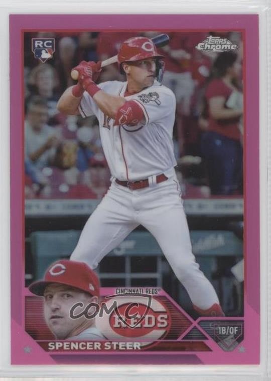 2023 Topps Chrome Pink Refractor Spencer Steer #146 0w8z