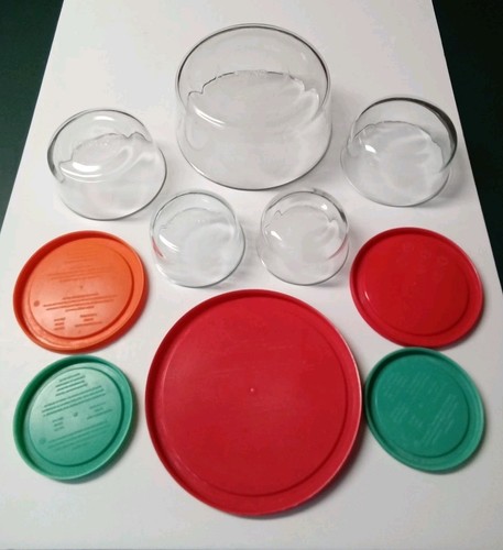 Pyrex Clear Glass Storage Containers #7200, 7202 & 7403 Set w/Lids - Lot of 5 - Picture 8 of 8