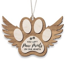 Angel Wings Paw Print Christmas Ornament   Pet Memorial Ornament for Dogs,