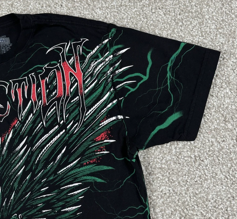 Affliction Shirt Mens Large Black Morning Epilogue Skeleton Wings Roses Scythe - Image 2 of 4