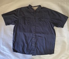 Wrangler Button-Up Shirt Men's XL Navy Short Sleeve Western Utility Workwear