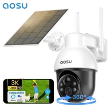 AOSU Solar Camera Security Wireless Outdoor WiFi 3K Camera Compatible with Alexa