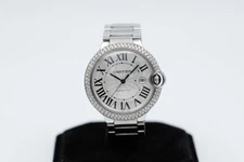 Cartier Ballon Bleu 42mm 3001 Steel Diamond Bezel Automatic Watch