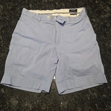 Polo Ralph Lauren Light Blue Chino Stripe Men's Shorts Button Closure Pockets