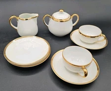 Noritake Goldena Gold Trim Children's Tea Cups Saucers Plates Creamer Sugar Bowl