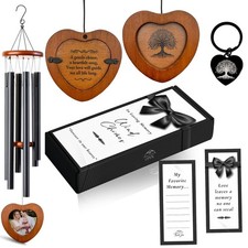 Memorial Wind Chimes for Outside, Personalized Sympathy Gift for Loss of Love...
