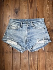 Vintage 80s Levi  s USA Redline Selvedge Cut Off Jeans Shorts Size 28