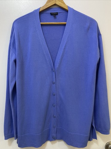 Talbots Cardigan Sweater Blue Long Sleeve Button-Up V-Neck Women’s Size Large