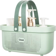 JiatuA Storage Basket Green Portable Caddy Organizer with Handle Bathroom