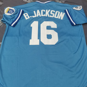 Bo Jackson #16 Throwback Light Blue Sewn Stitched Jersey.