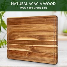 24"x18" Extra Large Acacia Wood Cutting Board for Kitchen with Juice Slot