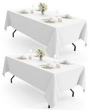 Rectangle Table Cloth 60" x 10" Durable Polyester Tablecloth Offers 2 White