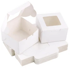 40PCS 4x4x2.5 White Bakery Boxes, Window, Mini Cake, Pastry, Treat, Cookie