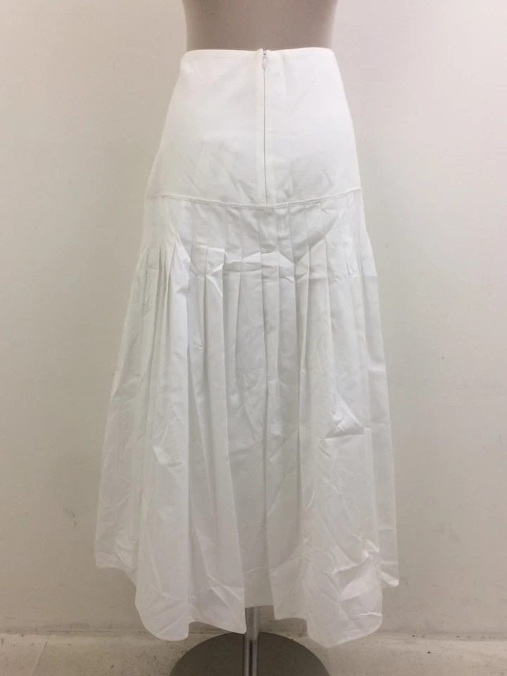 Falda para mujer Jaeger talla 14 blanca plisada mezcla de tela cremallera línea A midi nueva F1 Foto 4 de 4