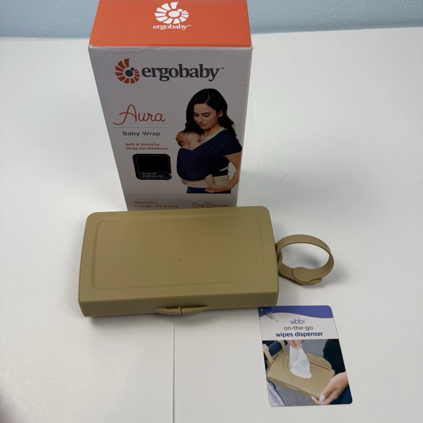 Ergobaby Aura Baby Wrap Soft Stretchy Newborn 8-25lbs Pure Black Dispenser Free
Opens in a new windo
