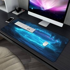 40 90cm Blue Cave Waterfall Design XXL Mouse Pad - Non-Slip Rubber Base, Large M