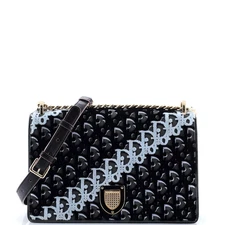 Christian Dior Diorama Flap Bag Oblique Velvet and Canvas Medium