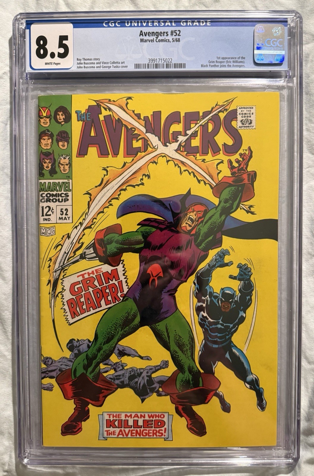 Avengers 52 CGC 8.5 VF+ 1st Black Panther on team/Grim Reaper 1968 | eBay