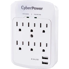 CyberPower P600WU 6-Outlet Professional Surge Protector (White, Wall Tap)