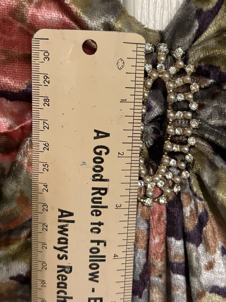 Maxi Vestido Vintage Años 60 70 Lane Bryant Alto Mod Hippie Glam Floral Terciopelo Talla 14 Foto 4 de 4