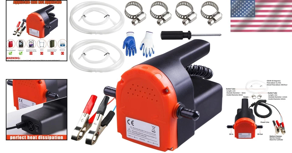 12V Oil Change Pump Plastic 100W Suction Transfer Fluid Auto Marine Boat Truck - Image 2 of 4