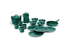 GSI Outdoors Camp Dinnerware Set I 4-Person Set Includes Pioneer Enamel Perco...