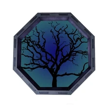 Spooky Tree Octagon Wooden Dice Tray, Rolling Tray, D&D Tabletop Board Games