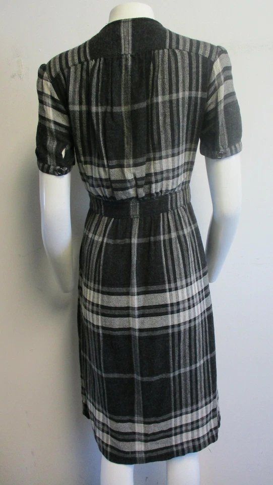 Vestido BURBERRY BRIT Gris Nova Cuadros Manga Corta Cuello Corbata Talla 6 Foto 4 de 4