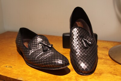 Mezlan Black Textured Loafers with Tassels Mezlan Tassel Loafers, Black Leather Size 10.5M | eBay main image 4