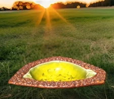 SNUFTY Ashtray Style 2325  Ceramic  Vintage  U.S.A. Brown & Avocado